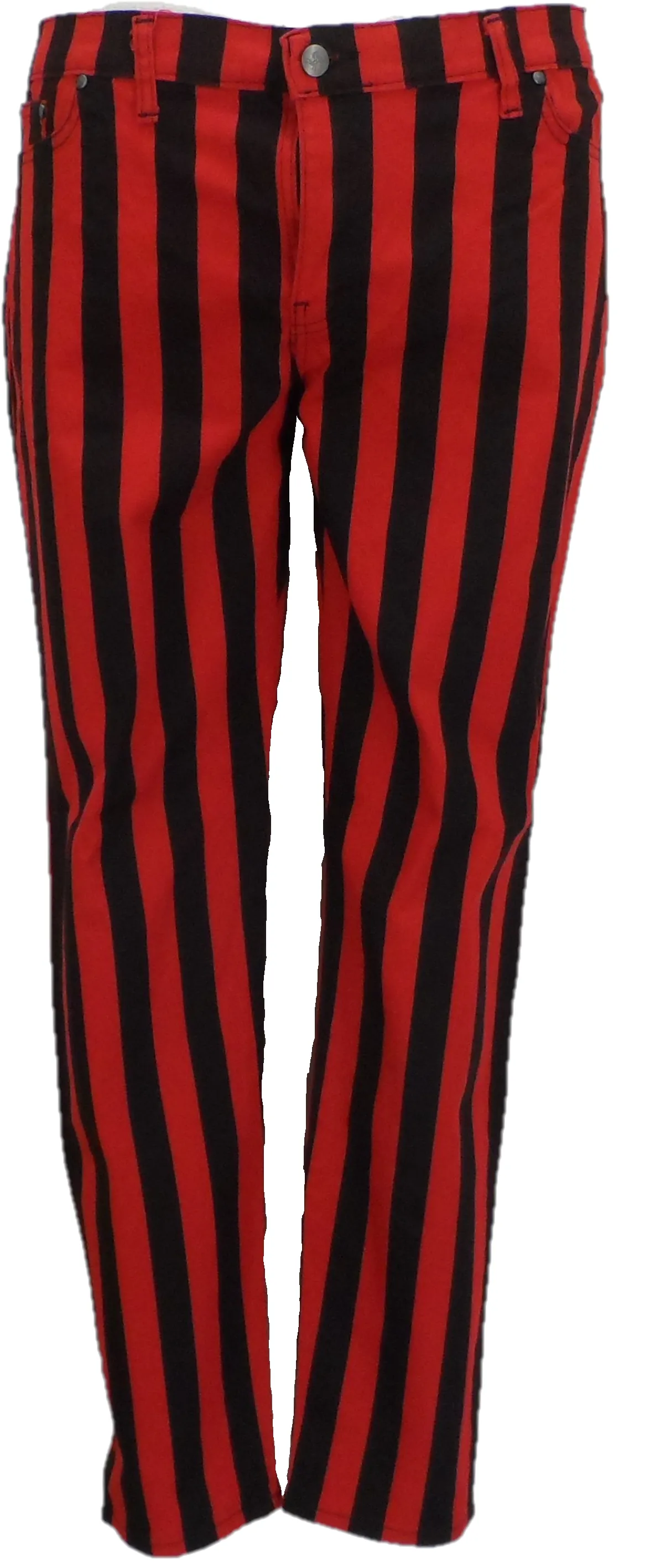 Run & Fly Mens Black and Red Striped Skinny Jeans