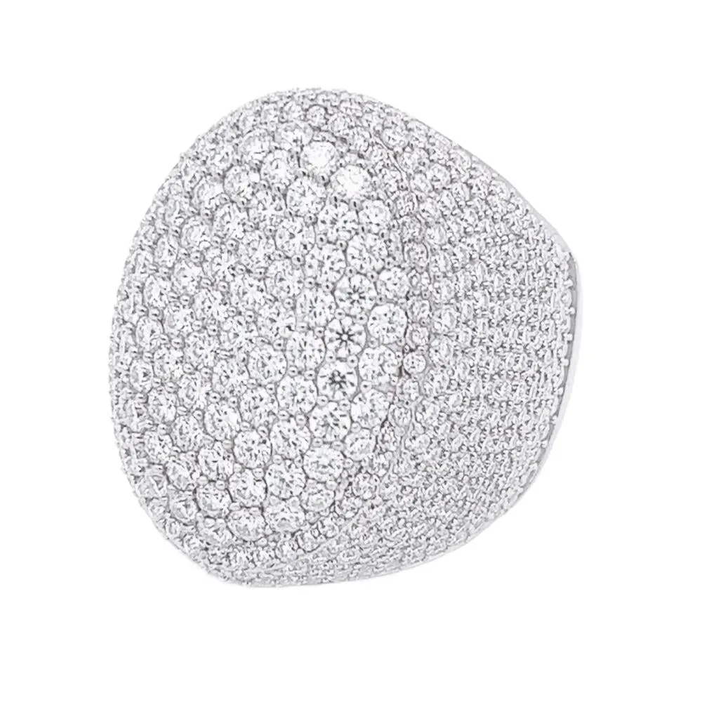 S925 Moissanite Diamond Fully Iced Lagre Oval Ring - VVS1