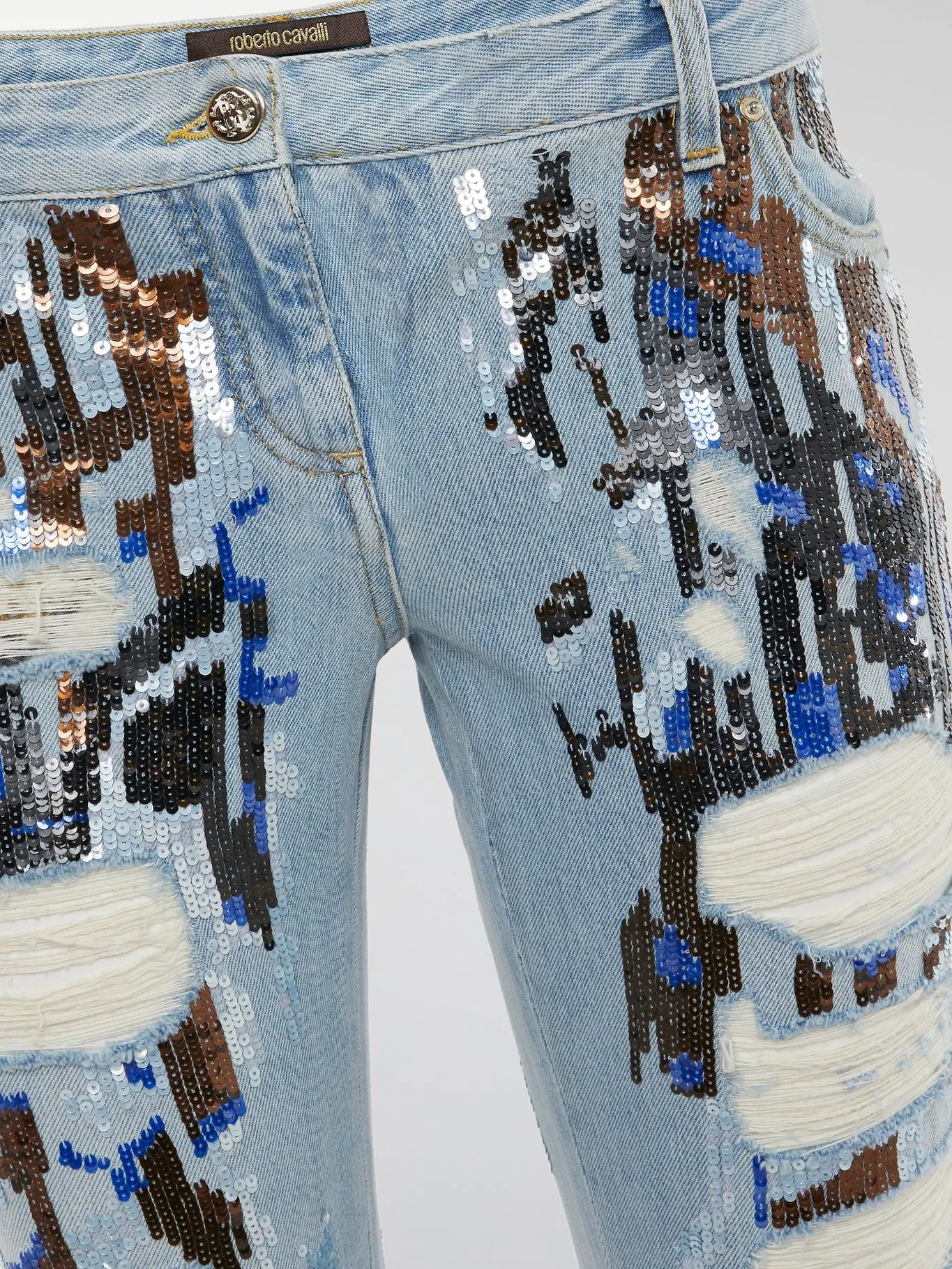 Sequin Detailed Distressed jeans
