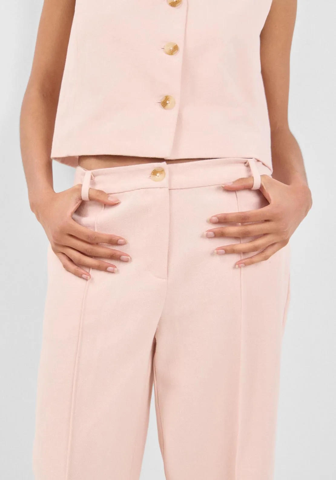 Serge Cropped Trousers - Pink