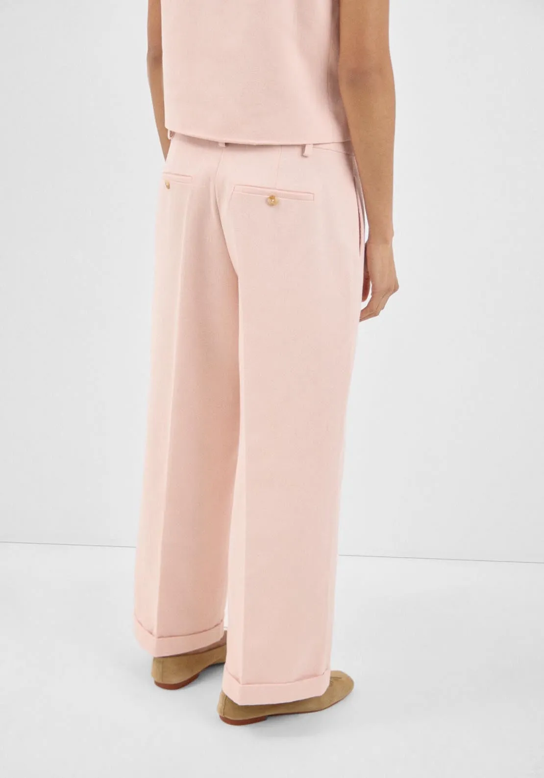 Serge Cropped Trousers - Pink