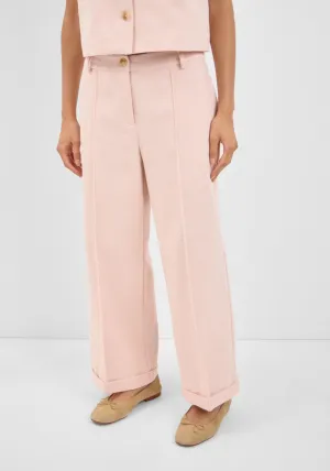 Serge Cropped Trousers - Pink