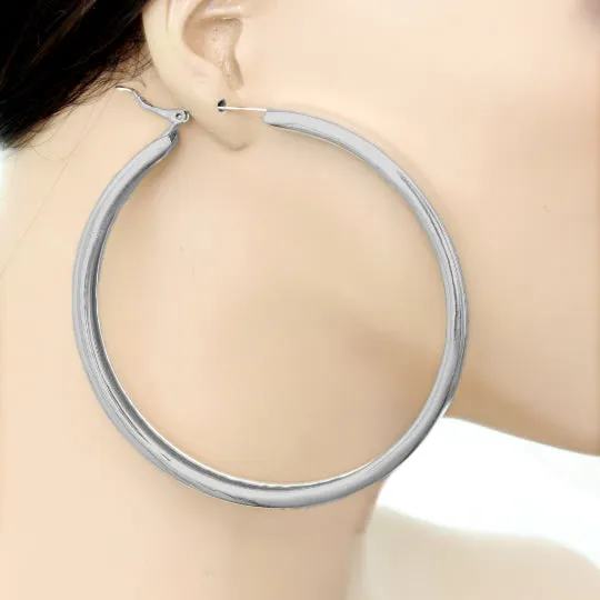 Silver Large Metal Hoop Earrings