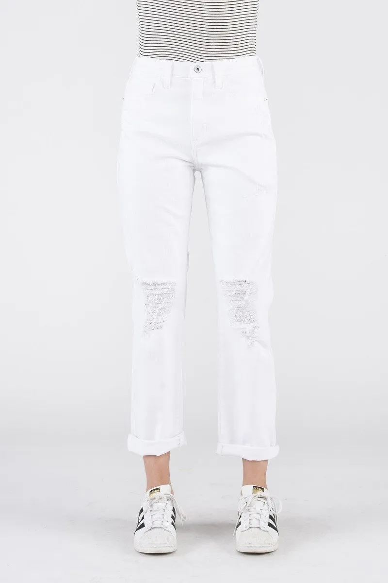 Sneak Peek 90's Skinny High Rise Distressed White Jeans