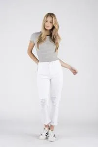 Sneak Peek 90's Skinny High Rise Distressed White Jeans