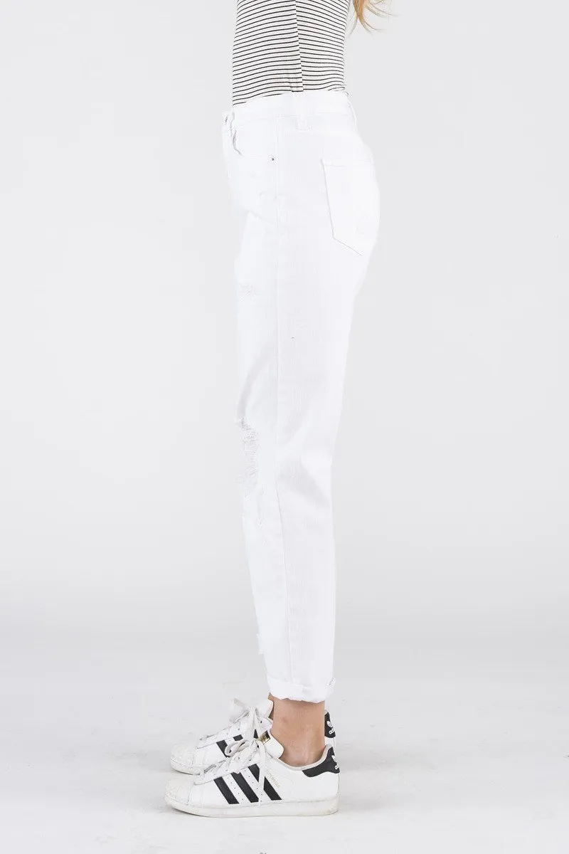 Sneak Peek 90's Skinny High Rise Distressed White Jeans