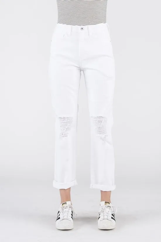 Sneak Peek 90's Skinny High Rise Distressed White Jeans