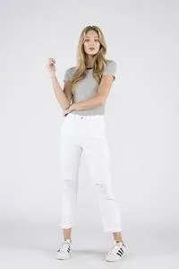 Sneak Peek 90's Skinny High Rise Distressed White Jeans