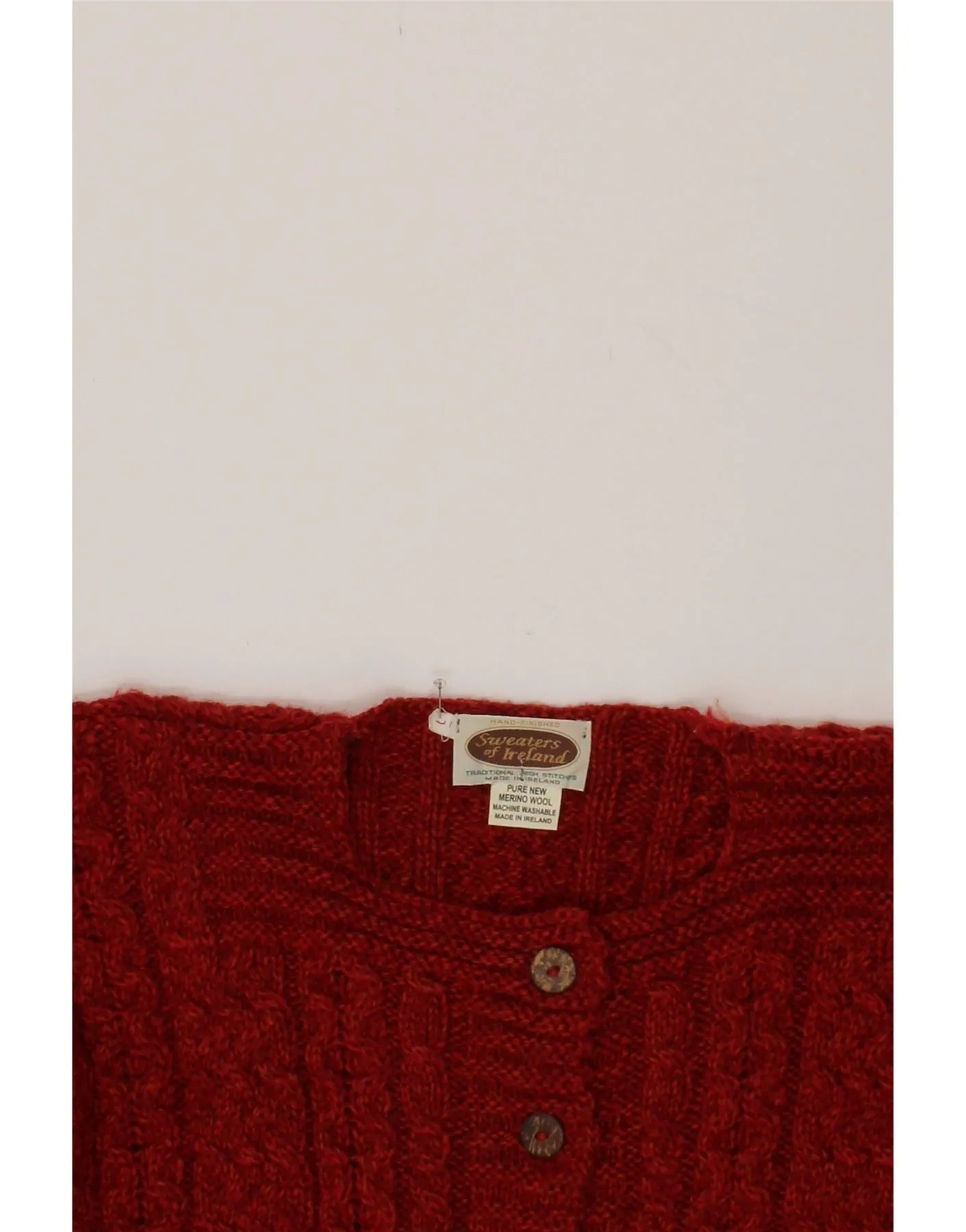 SWEATERS OF IRELAND Womens Cardigan Sweater UK 16 Large Red Merino Wool