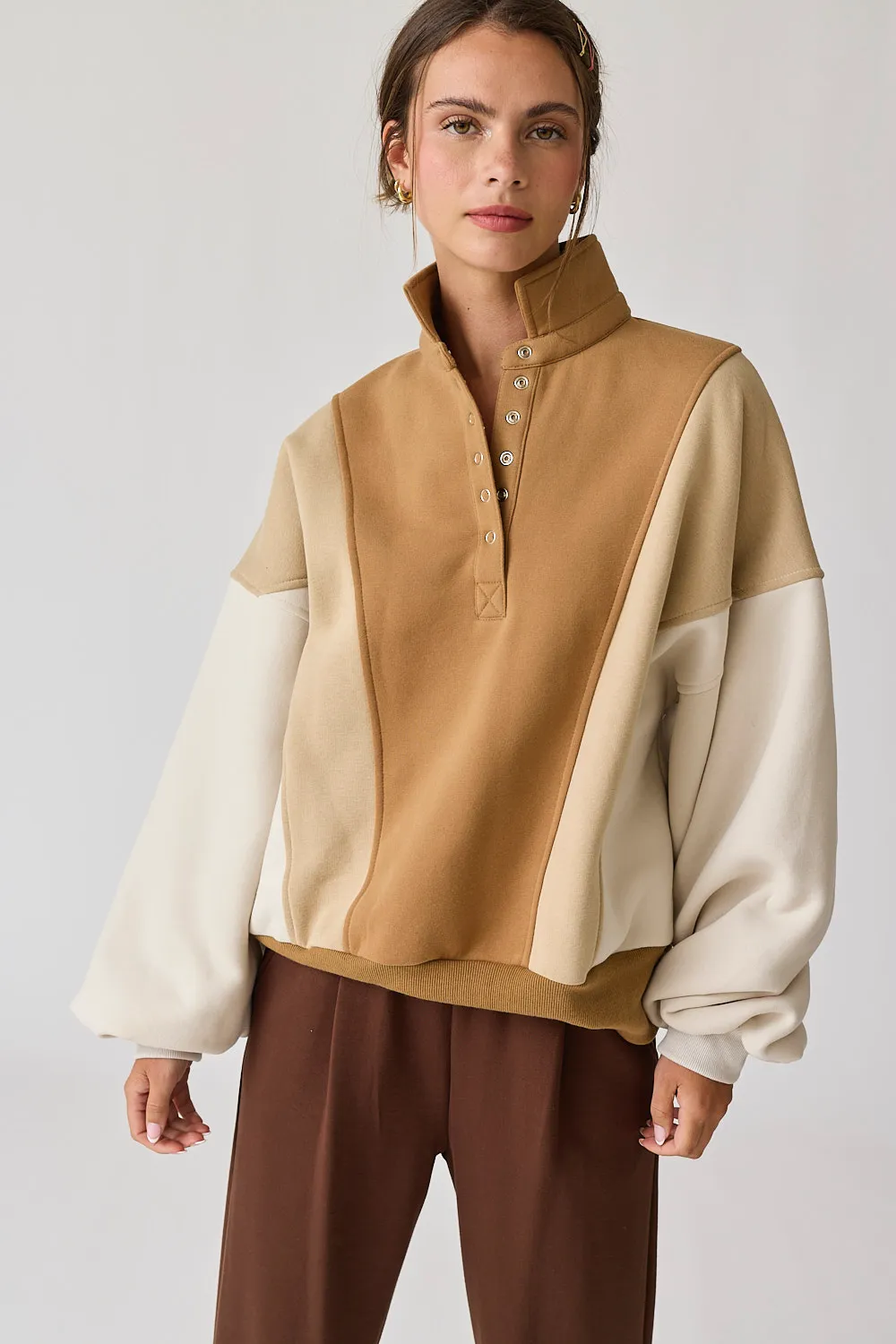 Taupe Multi Oversized Sweatshirt