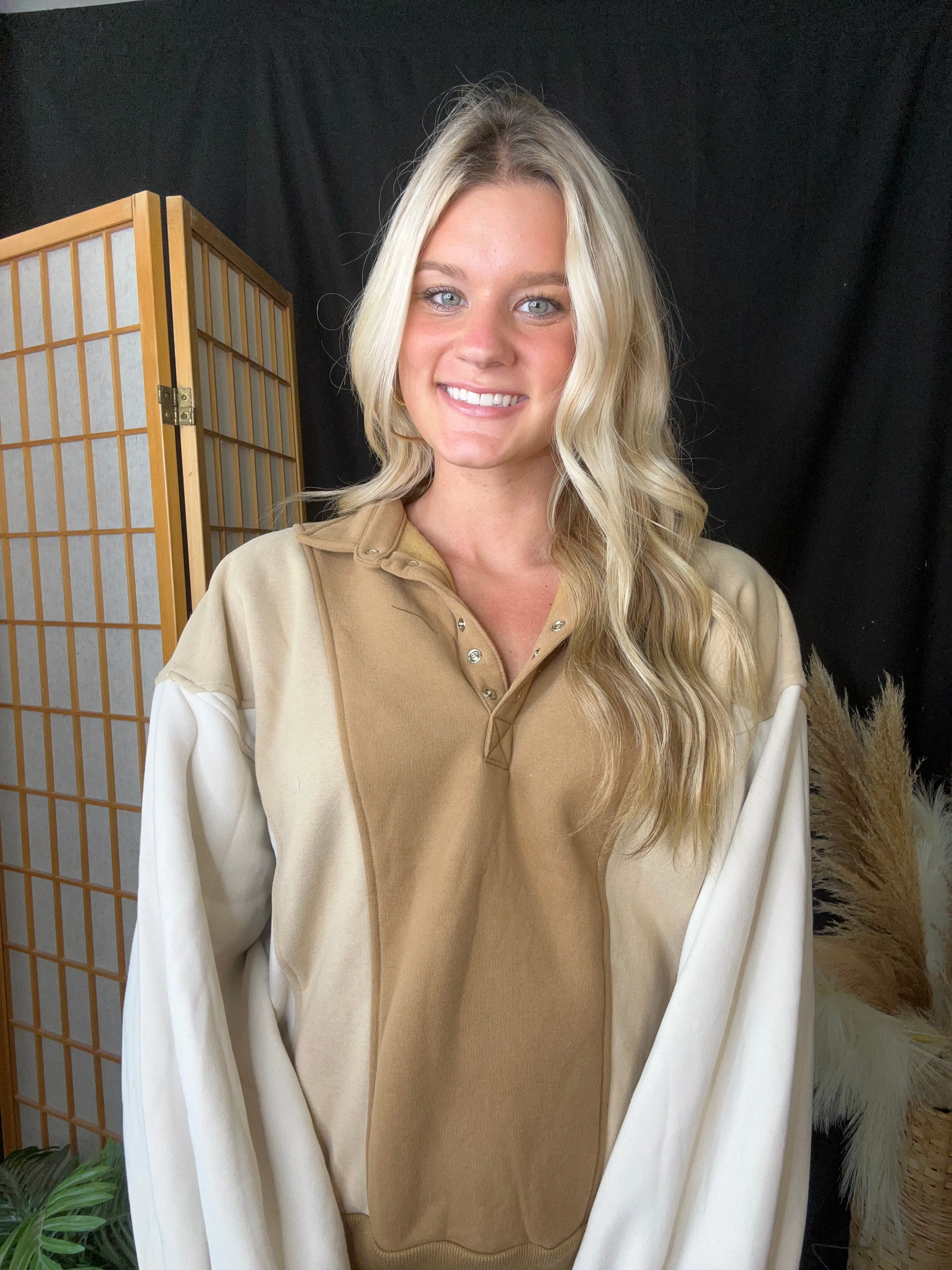 Taupe Multi Oversized Sweatshirt