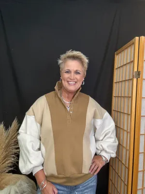 Taupe Multi Oversized Sweatshirt