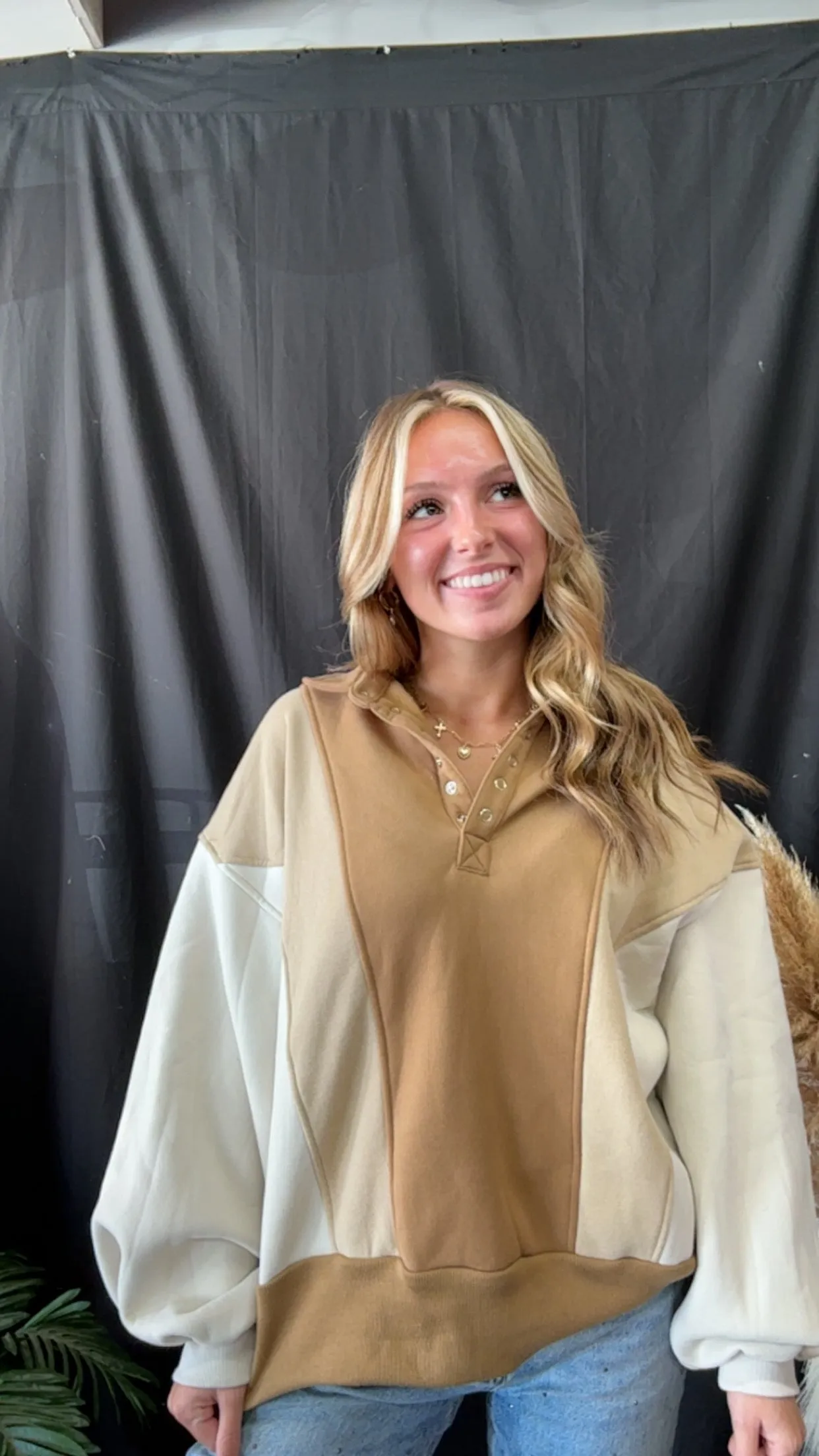 Taupe Multi Oversized Sweatshirt