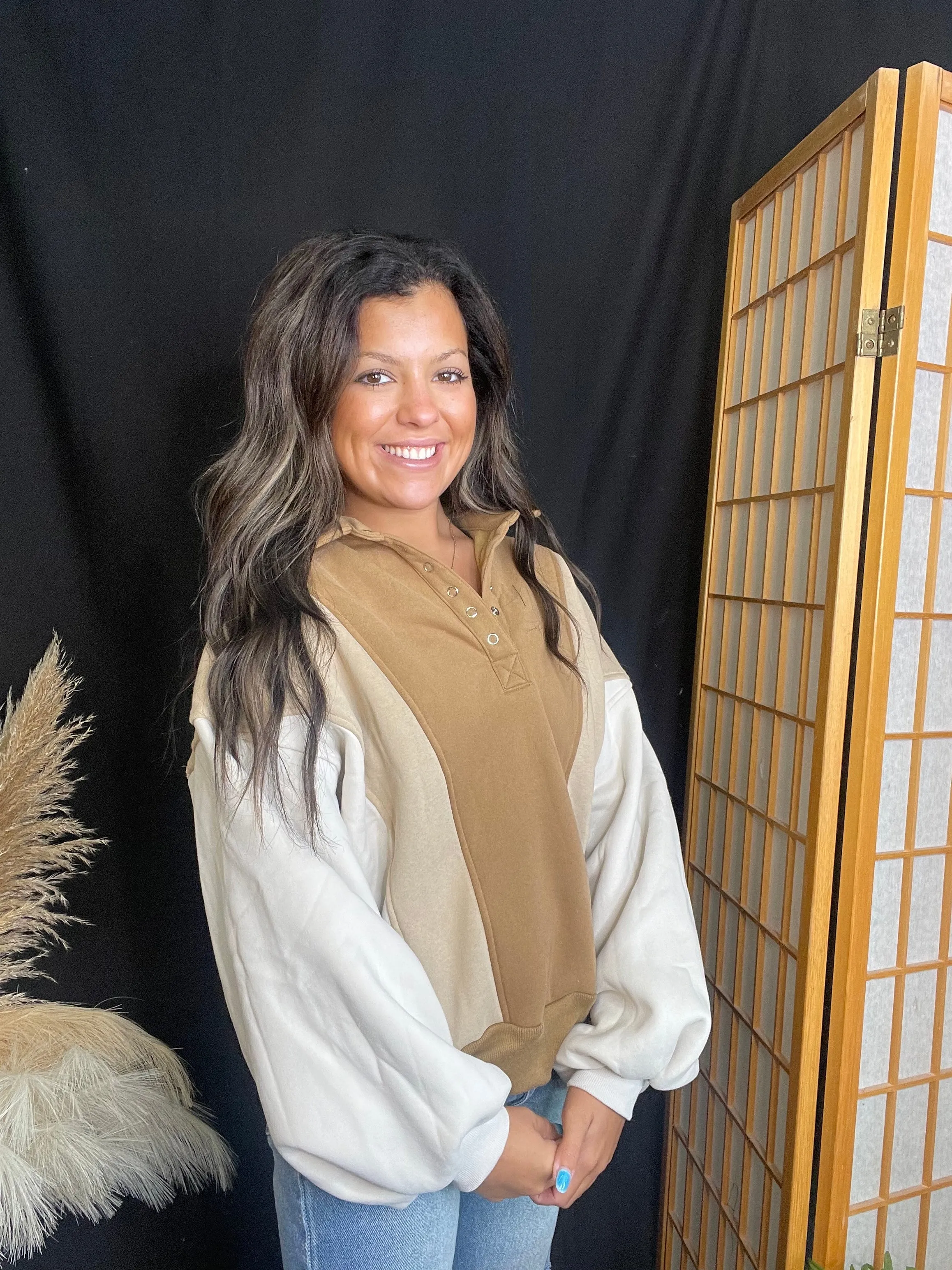 Taupe Multi Oversized Sweatshirt