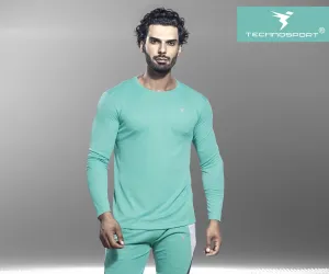 TechnoSport Crew Neck Full Sleeve Dry Fit T Shirt for Men OR-17 (Ocean Green)