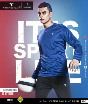 TechnoSport Crew Neck Full Sleeve Dry Fit T Shirt for Men OR-47 (Royal Blue)
