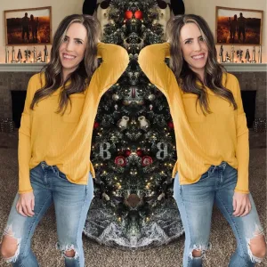 The Brooke Waffle Knit - Mustard