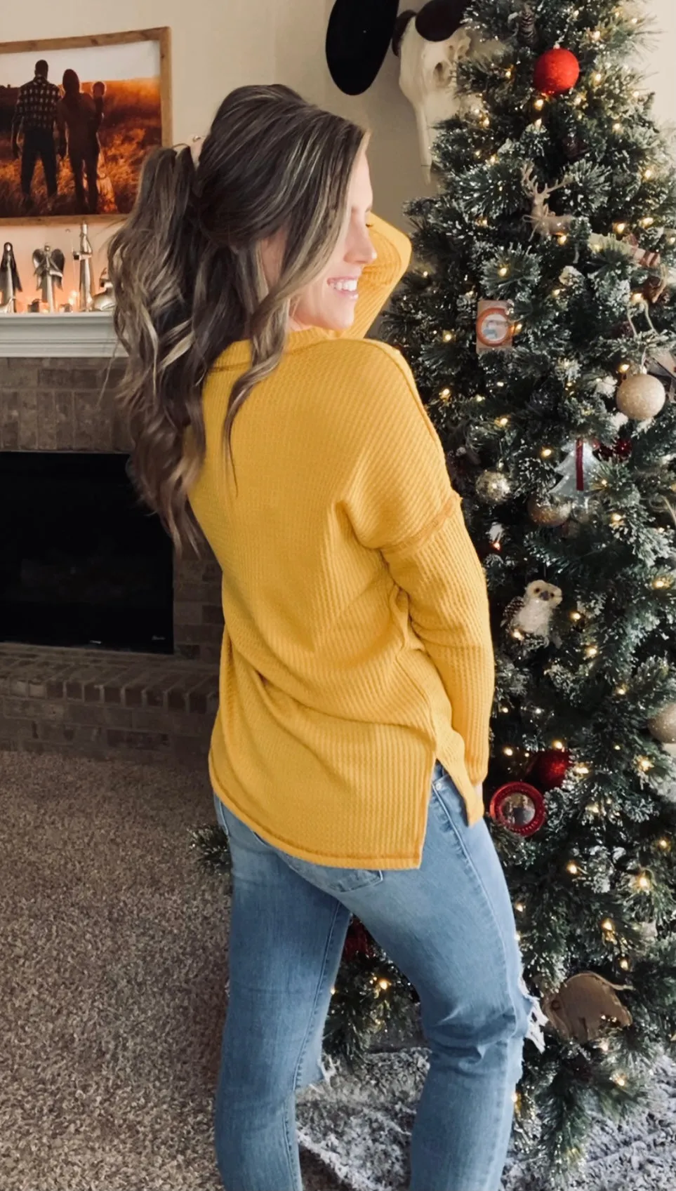 The Brooke Waffle Knit - Mustard