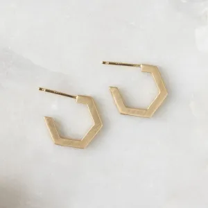 The Gold Hex Huggie Hoops | 14K Yellow Gold