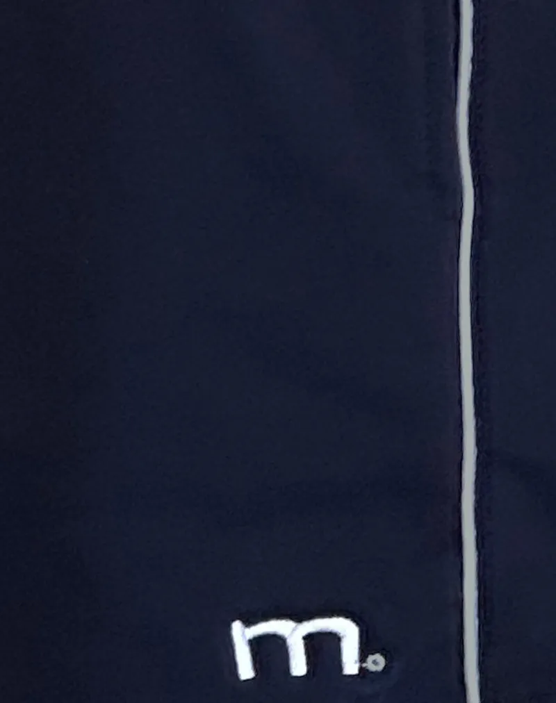 Thera Short in Navy with White Piping with M Emb