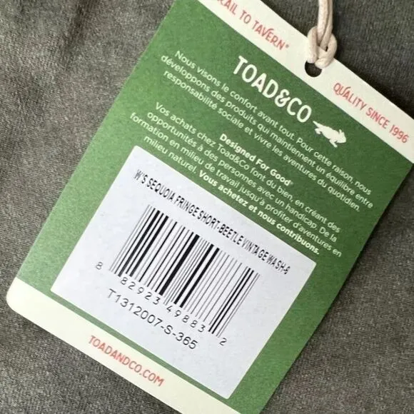 TOAD&amp;CO‎ NWT Sequoia Fringe Short TOAD &amp; CO size 6- Olive - organic cotton
