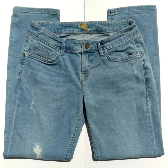 Tommy Bahama Slim Boyfriend Mid Rise Distressed Light Wash Jeans Blue Size 26