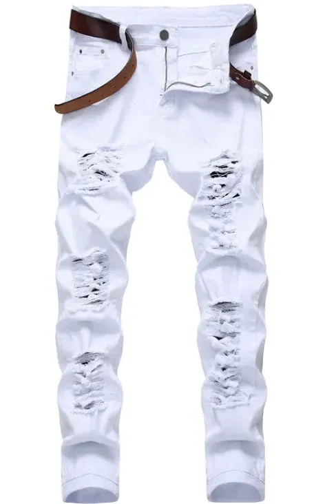 Trendy Ripped Stretch Denim Pants