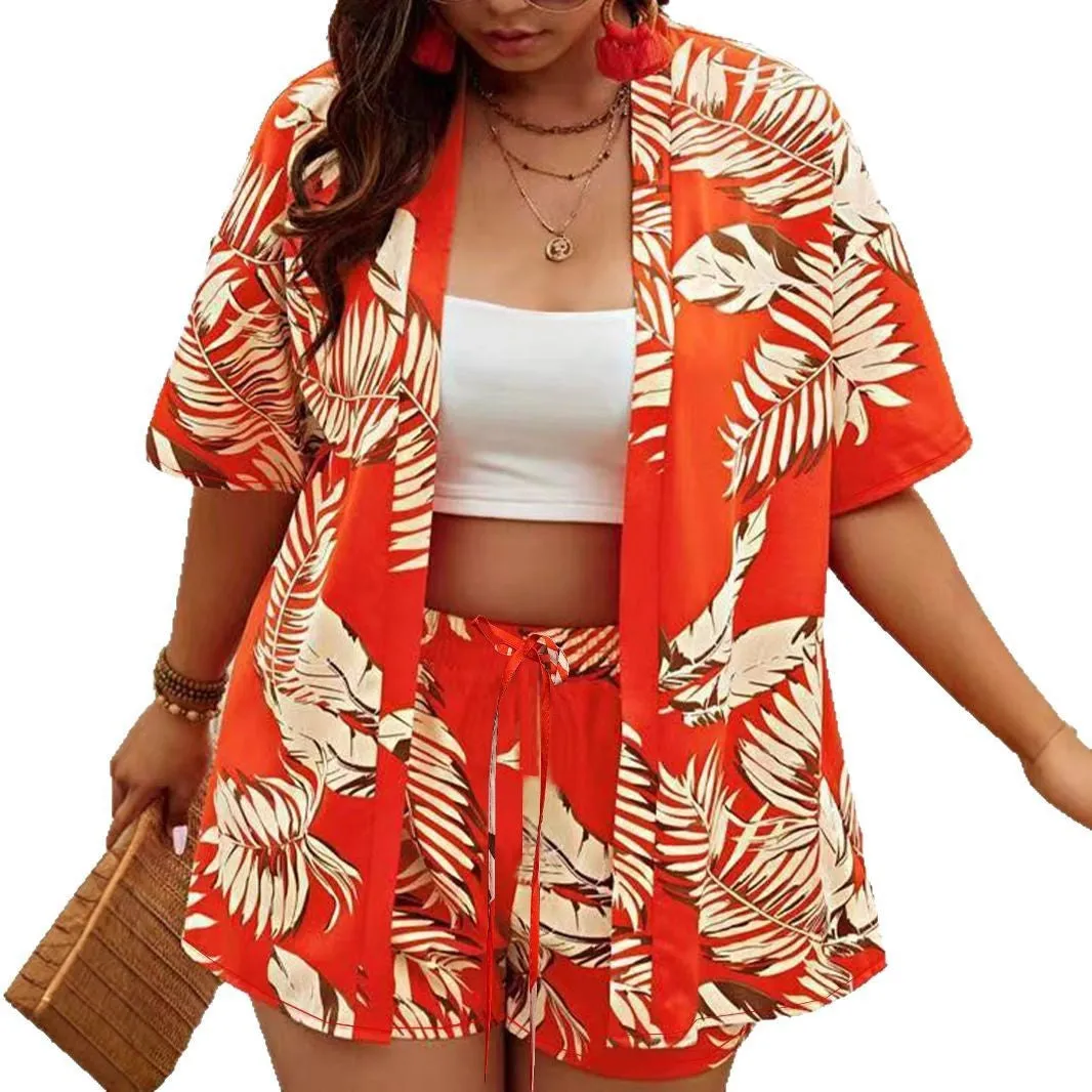 Tropical Breeze Lightweight Printed Shirt and Shorts Two-Piece Set