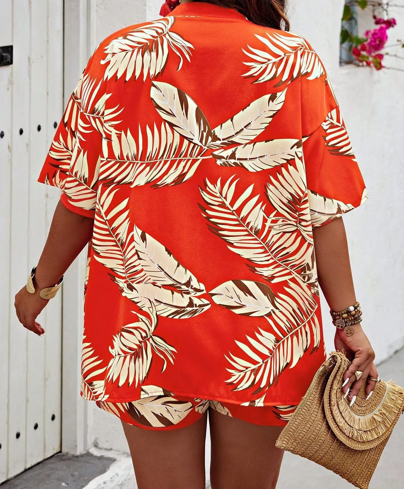 Tropical Breeze Lightweight Printed Shirt and Shorts Two-Piece Set