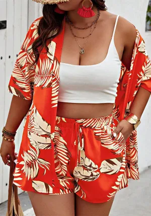 Tropical Breeze Lightweight Printed Shirt and Shorts Two-Piece Set
