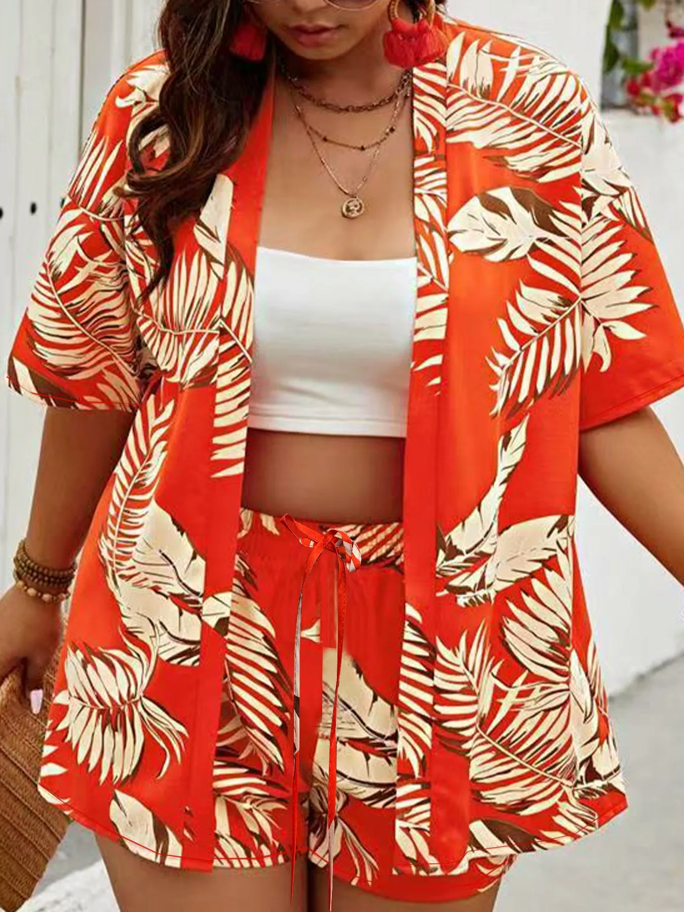 Tropical Breeze Lightweight Printed Shirt and Shorts Two-Piece Set