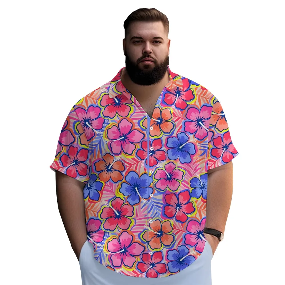 Tropical Flowers Bamboo Hemp Oversized Short Sleeve Shirt 2409000348
