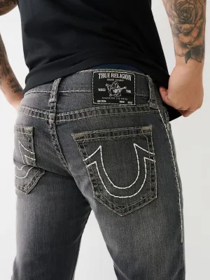 True Religion Mens Super T Ricky Straight Fit Black Mid Rise Jeans