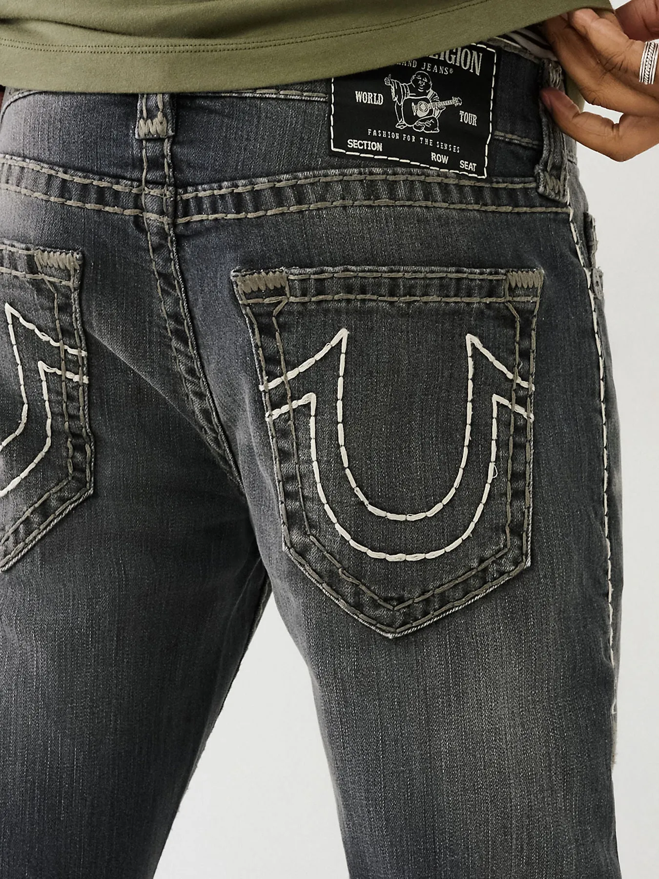 True Religion Mens Super T Ricky Straight Fit Black Mid Rise Jeans