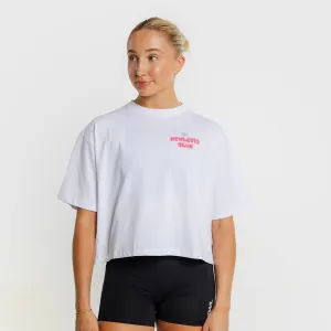 TWL - WOMEN'S OVERSIZED CROPPED T-SHIRT - ATHLETIC CLUB - WHITE