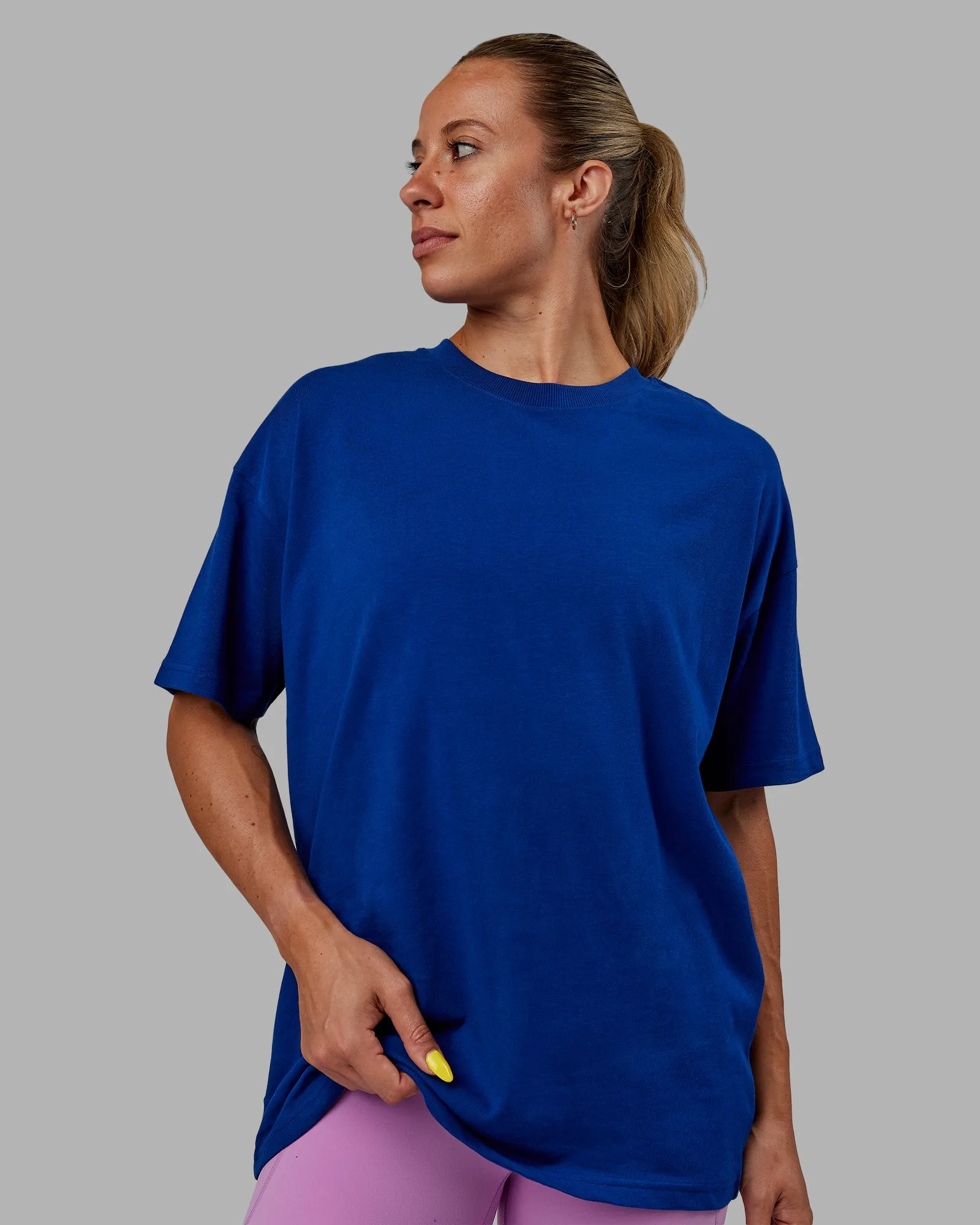 Unisex Pressure Heavyweight Tee Oversize - Midnight Blue-White