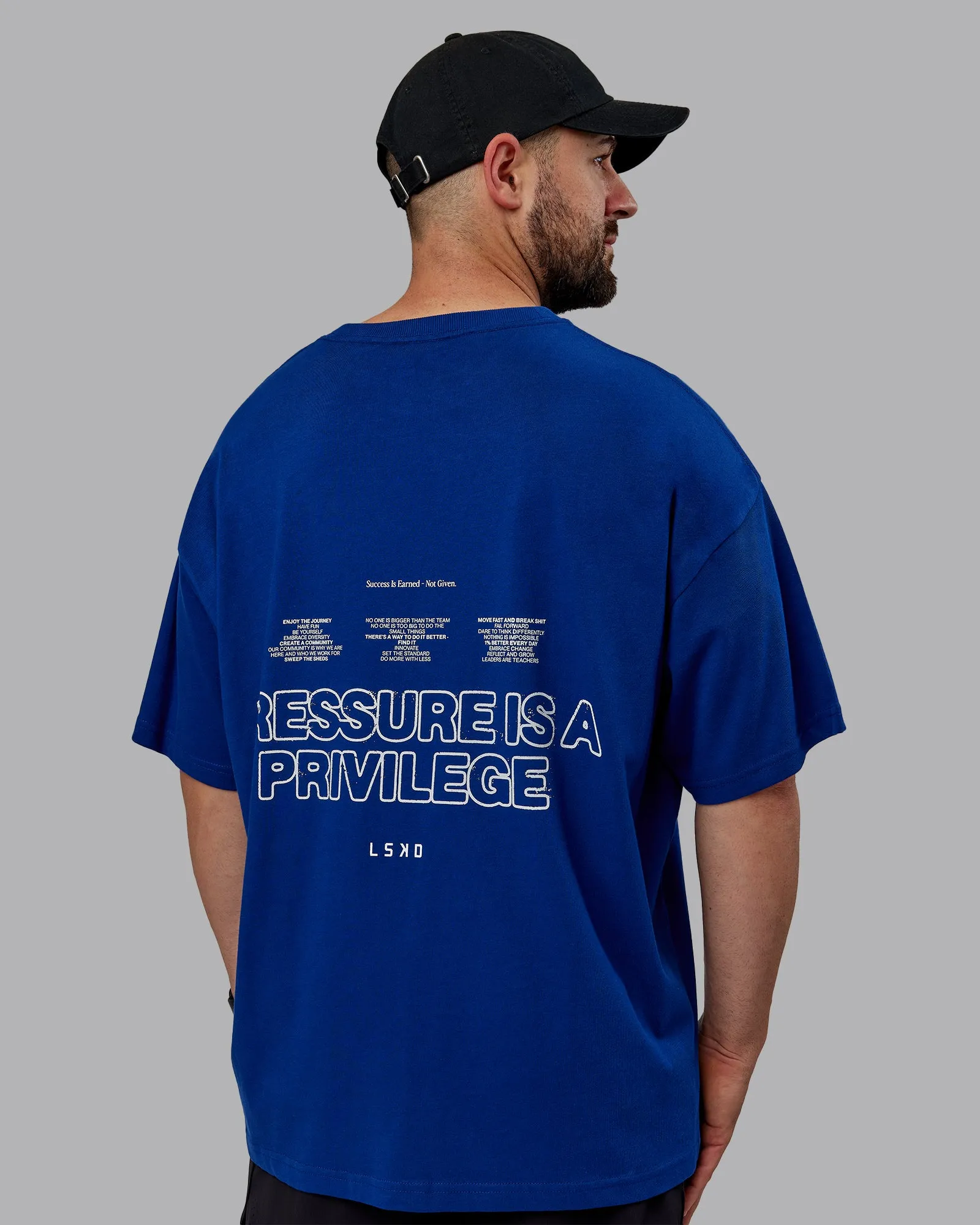 Unisex Pressure Heavyweight Tee Oversize - Midnight Blue-White