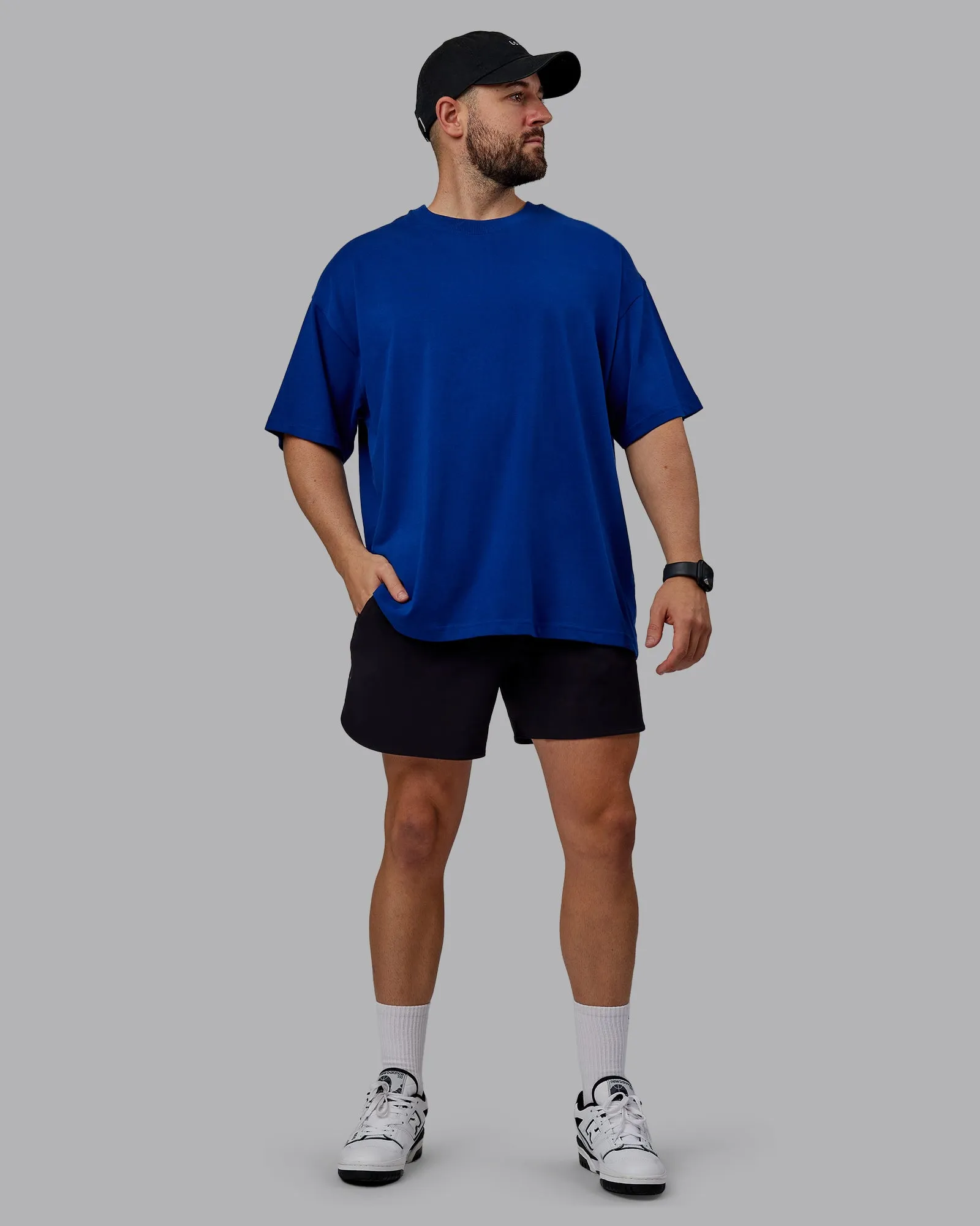 Unisex Pressure Heavyweight Tee Oversize - Midnight Blue-White