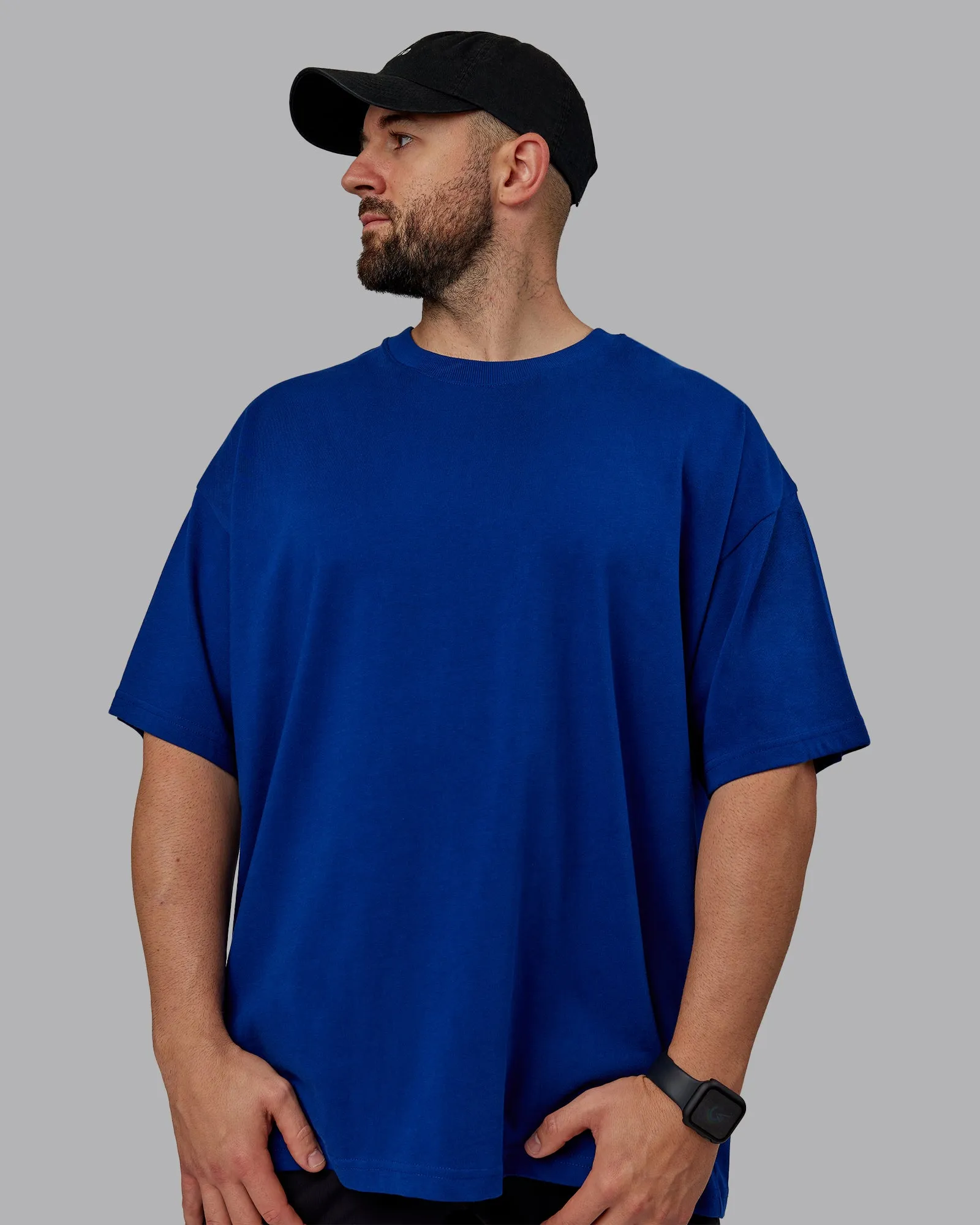 Unisex Pressure Heavyweight Tee Oversize - Midnight Blue-White