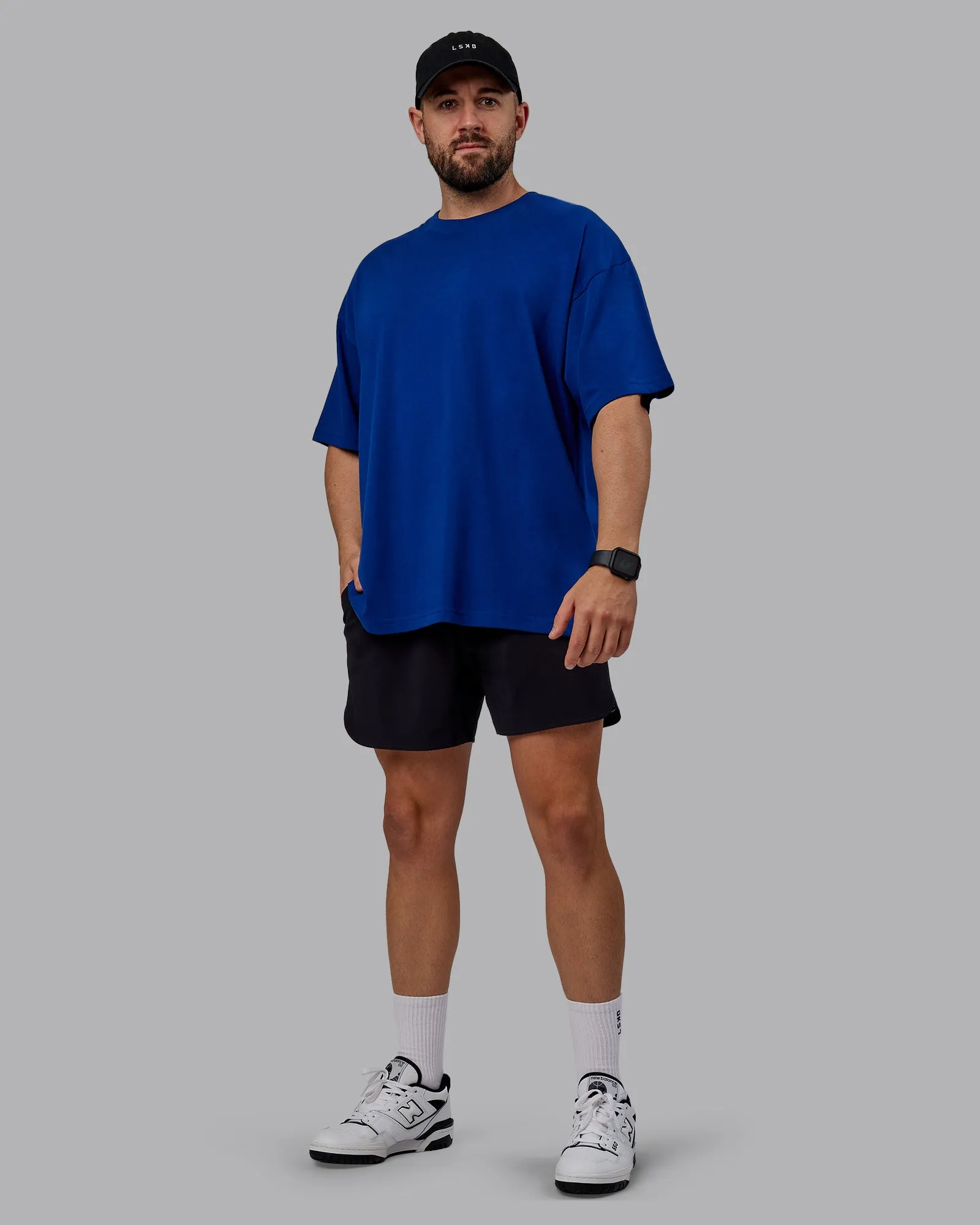 Unisex Pressure Heavyweight Tee Oversize - Midnight Blue-White