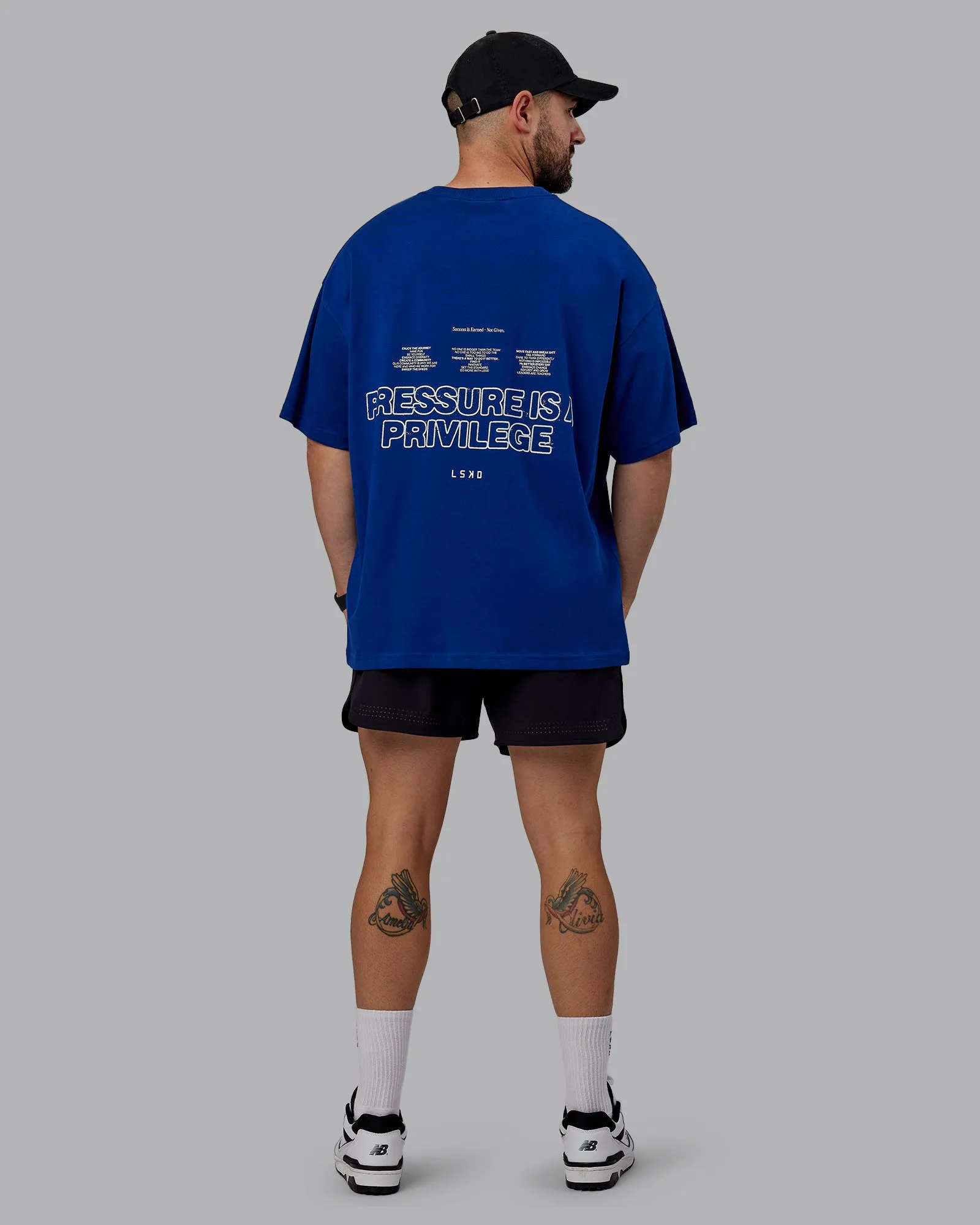 Unisex Pressure Heavyweight Tee Oversize - Midnight Blue-White