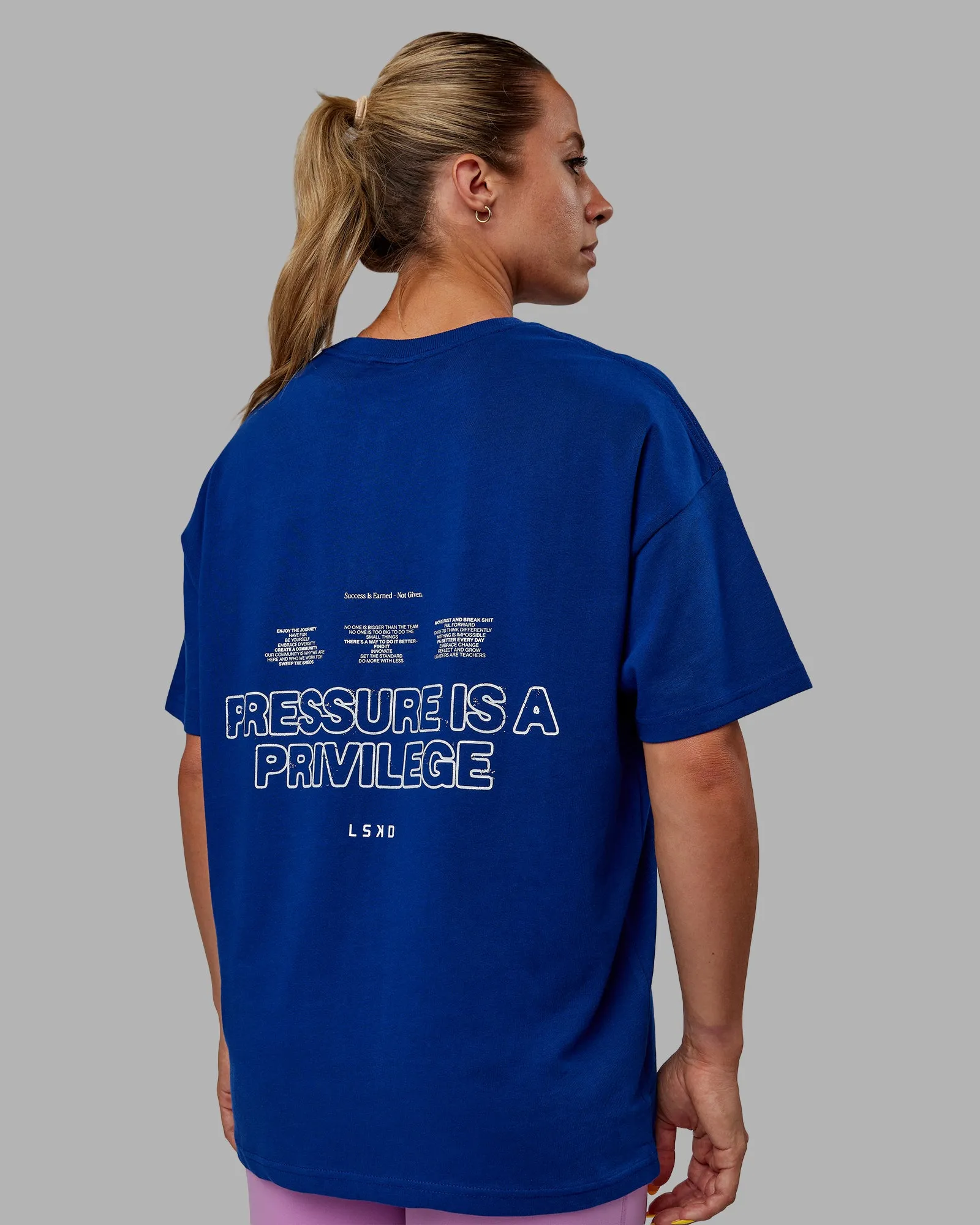 Unisex Pressure Heavyweight Tee Oversize - Midnight Blue-White