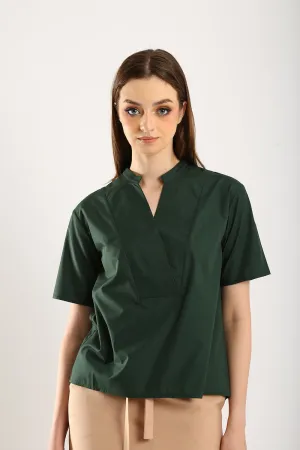 Veera V-neck Blouse in Forest Green