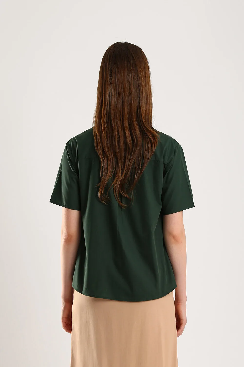 Veera V-neck Blouse in Forest Green