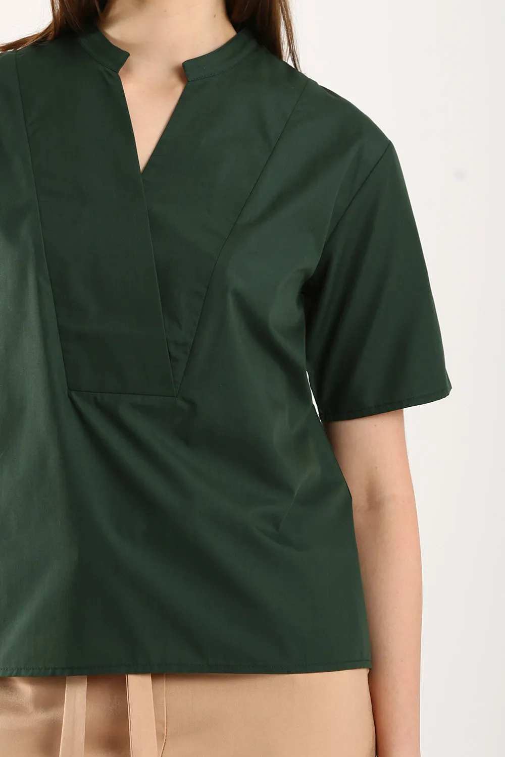 Veera V-neck Blouse in Forest Green