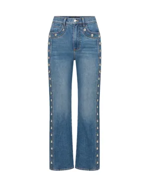 Veronica Beard Dylan Ankle High Rise Straight in Stoned Serendipity
