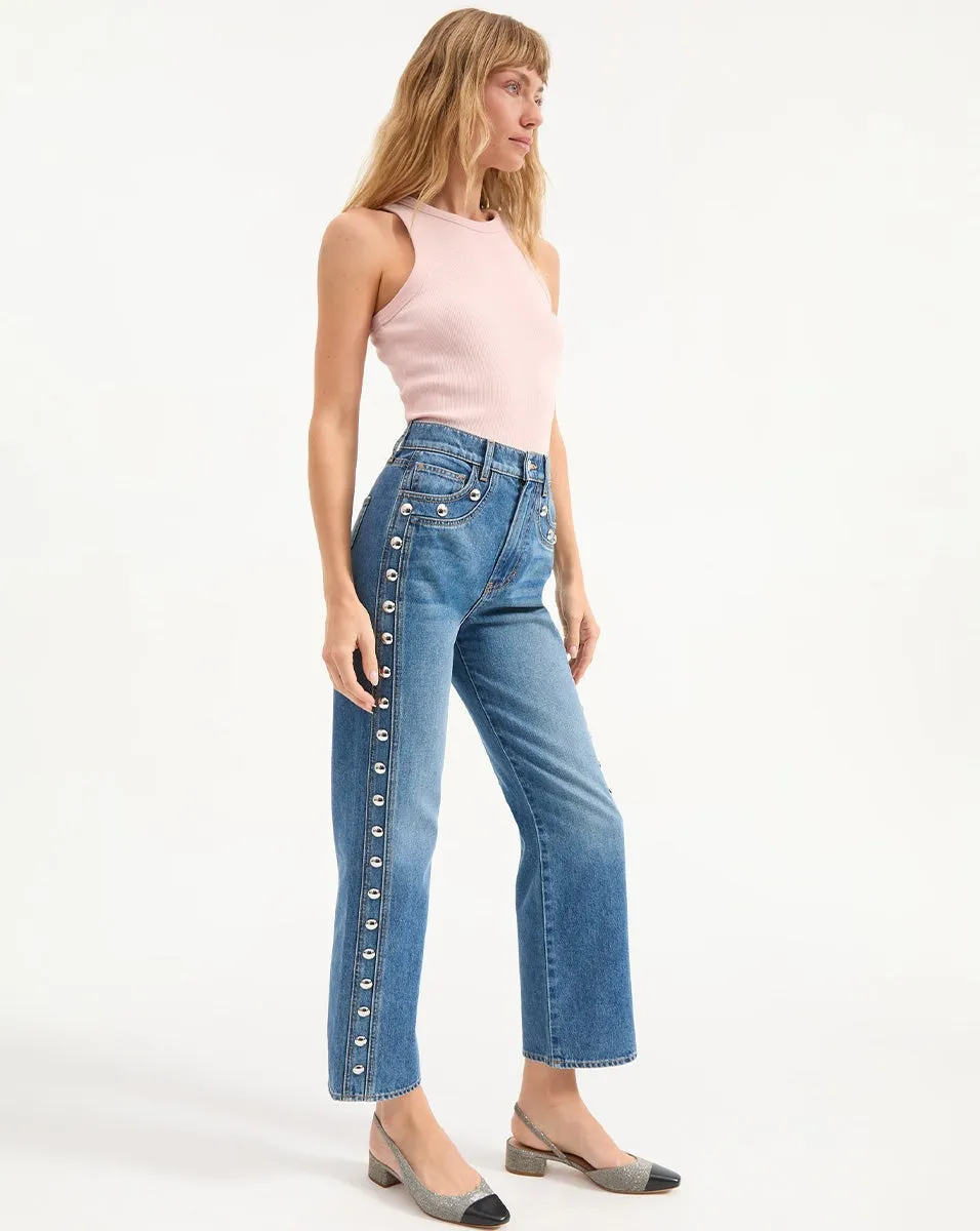 Veronica Beard Dylan Ankle High Rise Straight in Stoned Serendipity