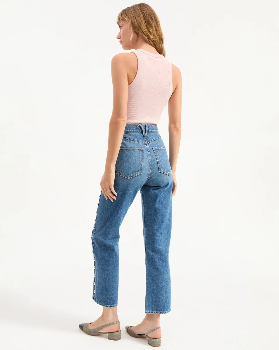 Veronica Beard Dylan Ankle High Rise Straight in Stoned Serendipity