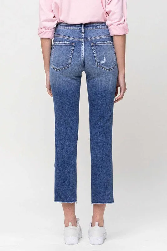 VERVET by Flying Monkey Mid-Rise Straight Crop Jeans