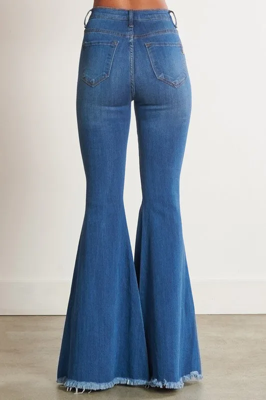 Vibrant M.i.U HIGH WAISTED DISTRESSED FLARE JEANS